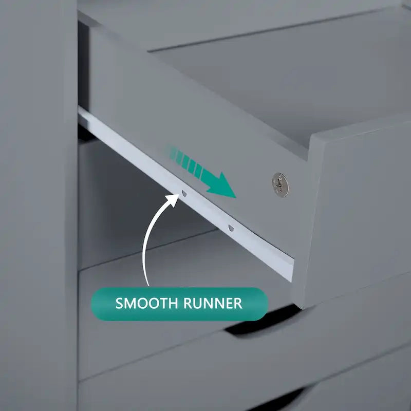 Armoire de rangement à roulettes en bois à 7 tiroirs avec roulettes lisses