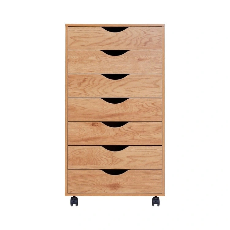 Armoire de rangement à roulettes en bois à 7 tiroirs avec roulettes lisses