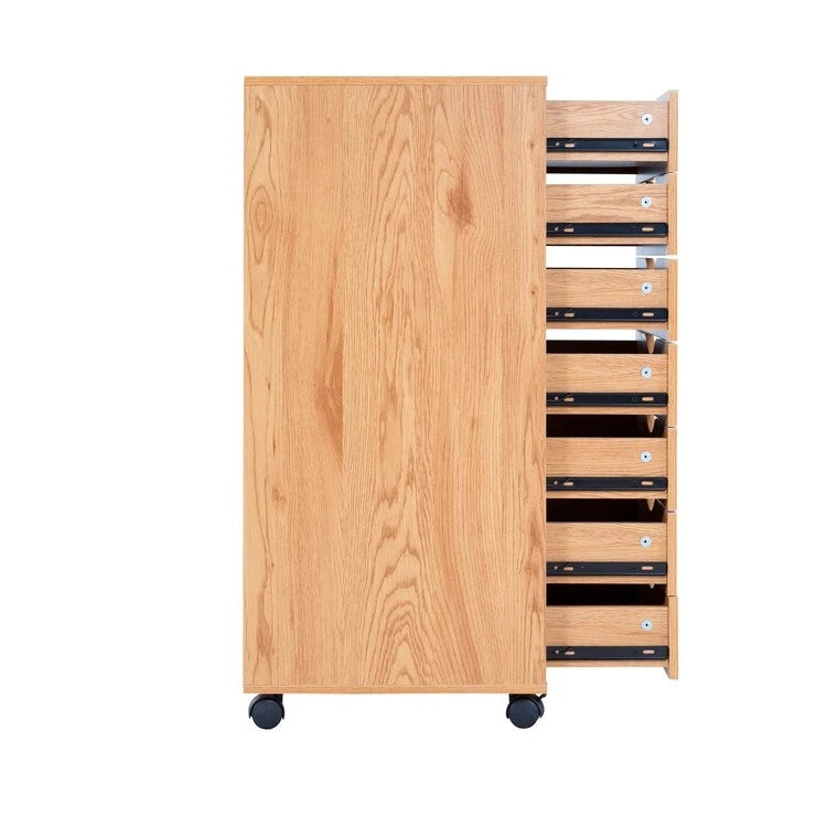 Armoire de rangement à roulettes en bois à 7 tiroirs avec roulettes lisses