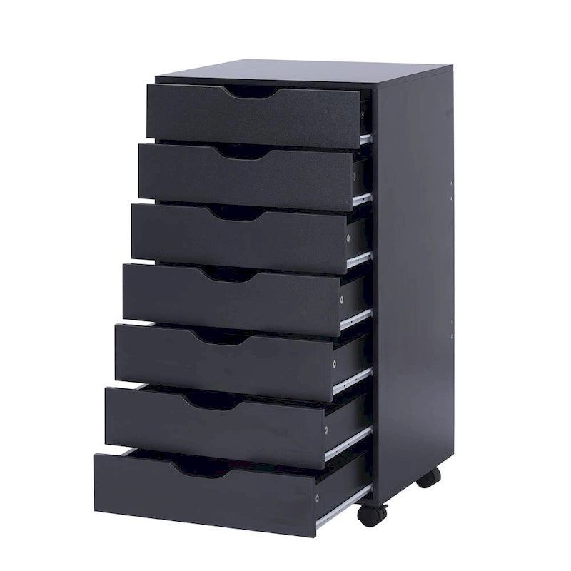 Armoire de rangement à roulettes en bois à 7 tiroirs avec roulettes lisses
