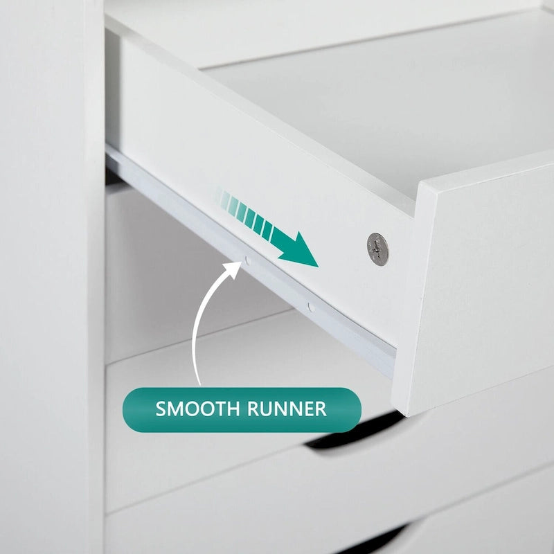 Armoire de rangement à roulettes en bois à 7 tiroirs avec roulettes lisses