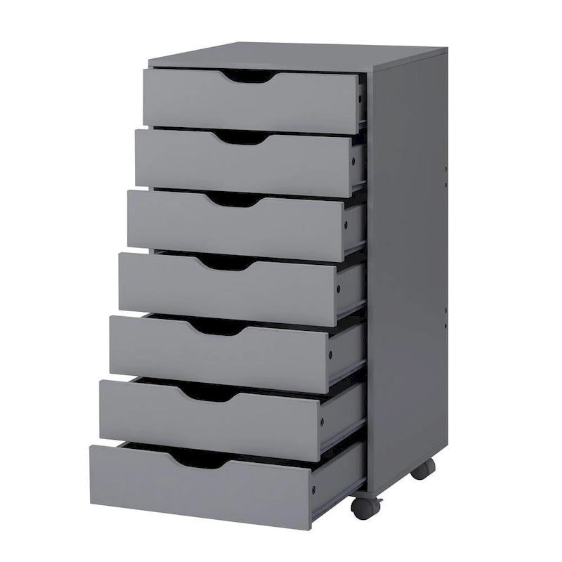 Armoire de rangement à roulettes en bois à 7 tiroirs avec roulettes lisses