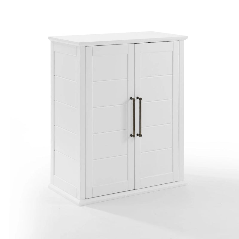 Armoire de rangement de style campagnard blanc avec double porte et étagères réglables