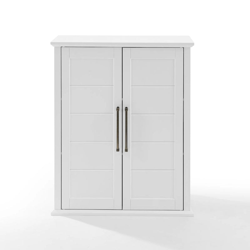 Armoire de rangement de style campagnard blanc avec double porte et étagères réglables