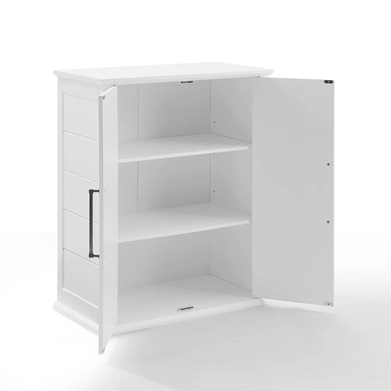 Armoire de rangement de style campagnard blanc avec double porte et étagères réglables