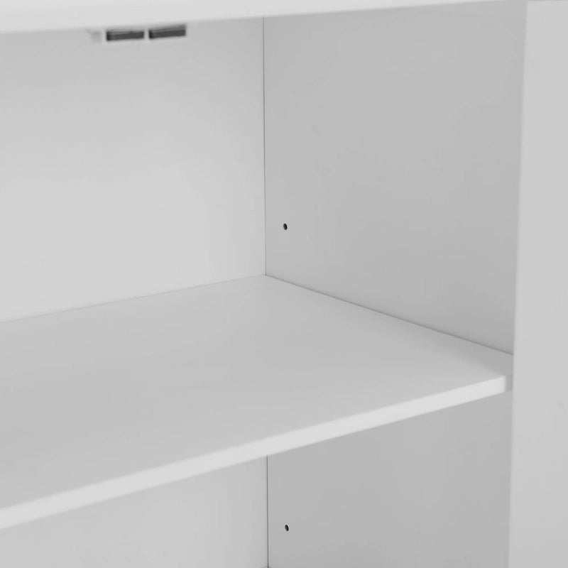 Armoire de rangement de style campagnard blanc avec double porte et étagères réglables