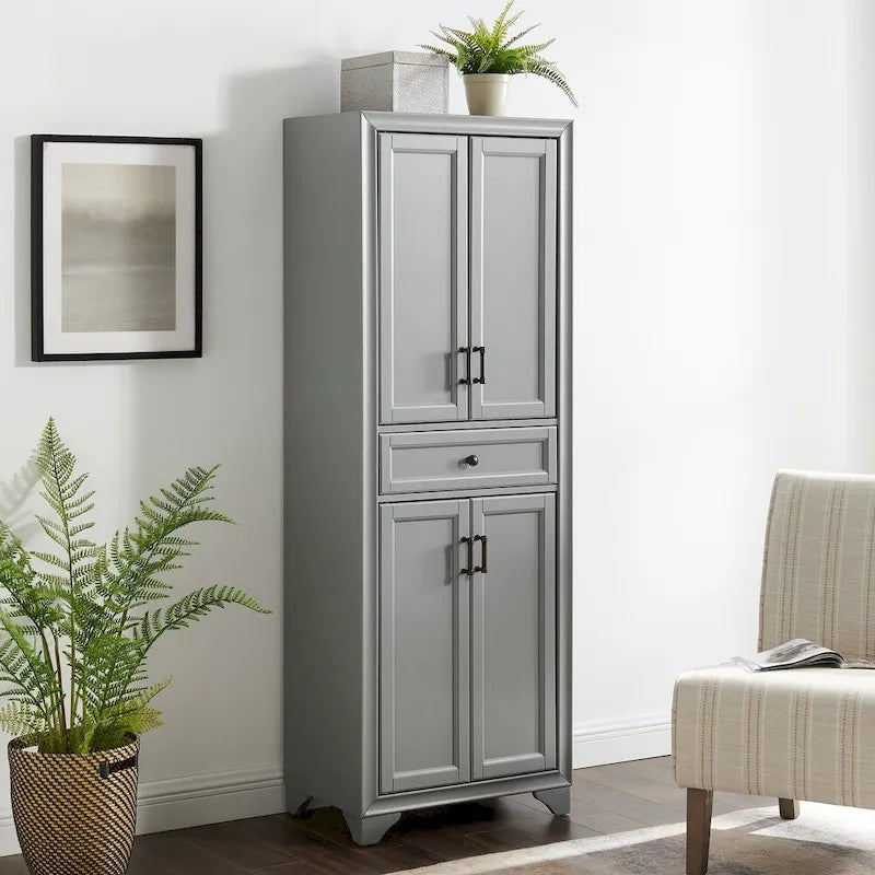 Armoire de cuisine indépendante gris vieilli avec tiroir et étagères réglables
