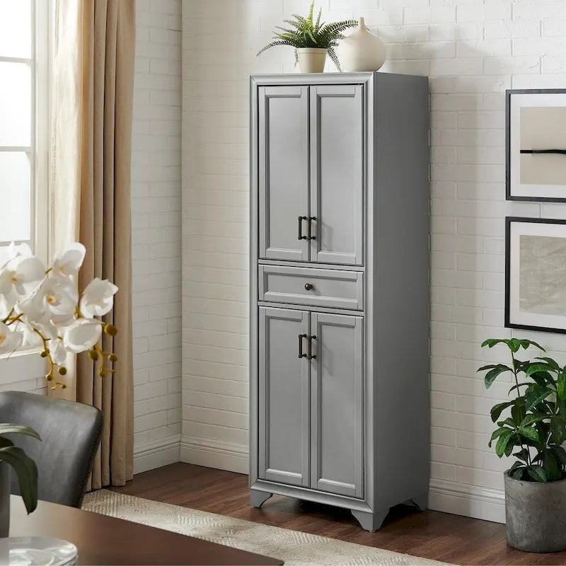 Armoire de cuisine indépendante gris vieilli avec tiroir et étagères réglables