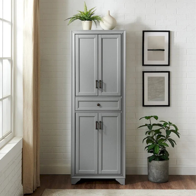 Armoire de cuisine indépendante gris vieilli avec tiroir et étagères réglables