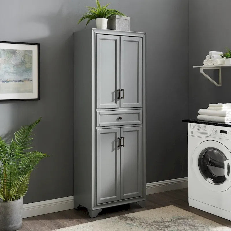 Armoire de cuisine indépendante gris vieilli avec tiroir et étagères réglables