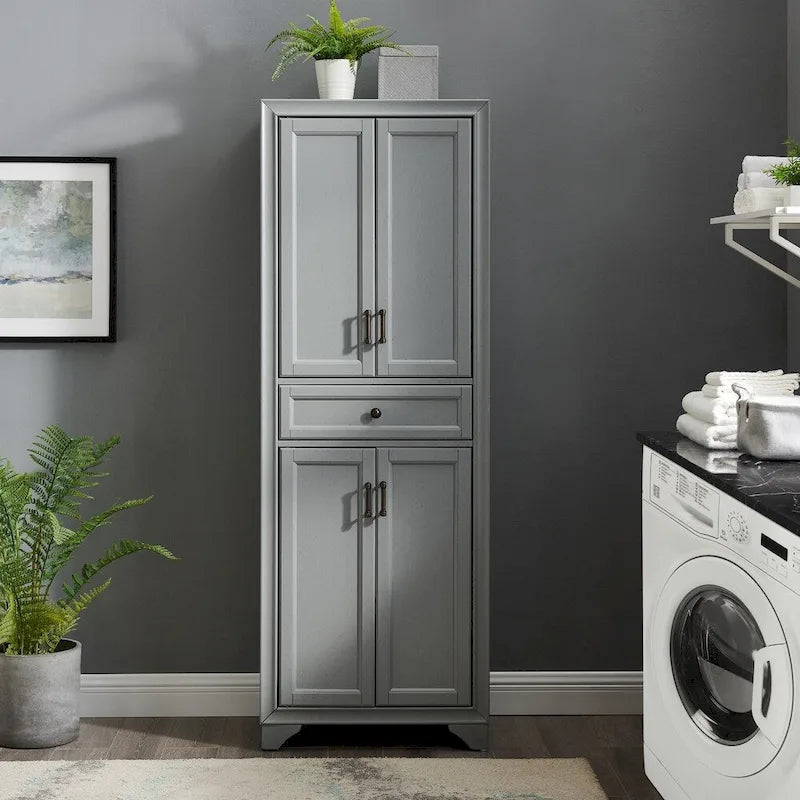 Armoire de cuisine indépendante gris vieilli avec tiroir et étagères réglables