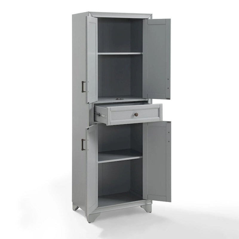 Armoire de cuisine indépendante gris vieilli avec tiroir et étagères réglables
