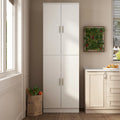 Grande armoire de rangement blanche à 4 portes avec étagères réglables