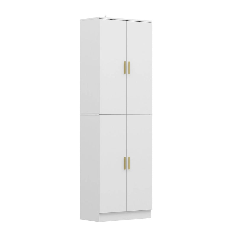 Grande armoire de rangement blanche à 4 portes avec étagères réglables