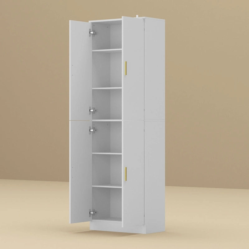 Grande armoire de rangement blanche à 4 portes avec étagères réglables