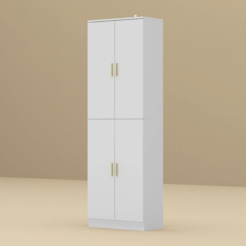 Grande armoire de rangement blanche à 4 portes avec étagères réglables