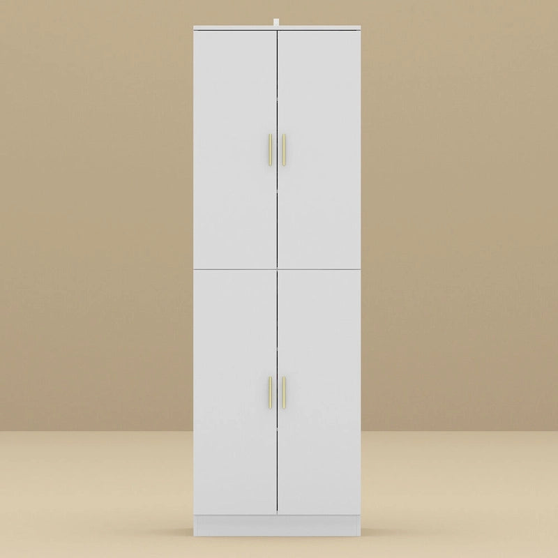 Grande armoire de rangement blanche à 4 portes avec étagères réglables