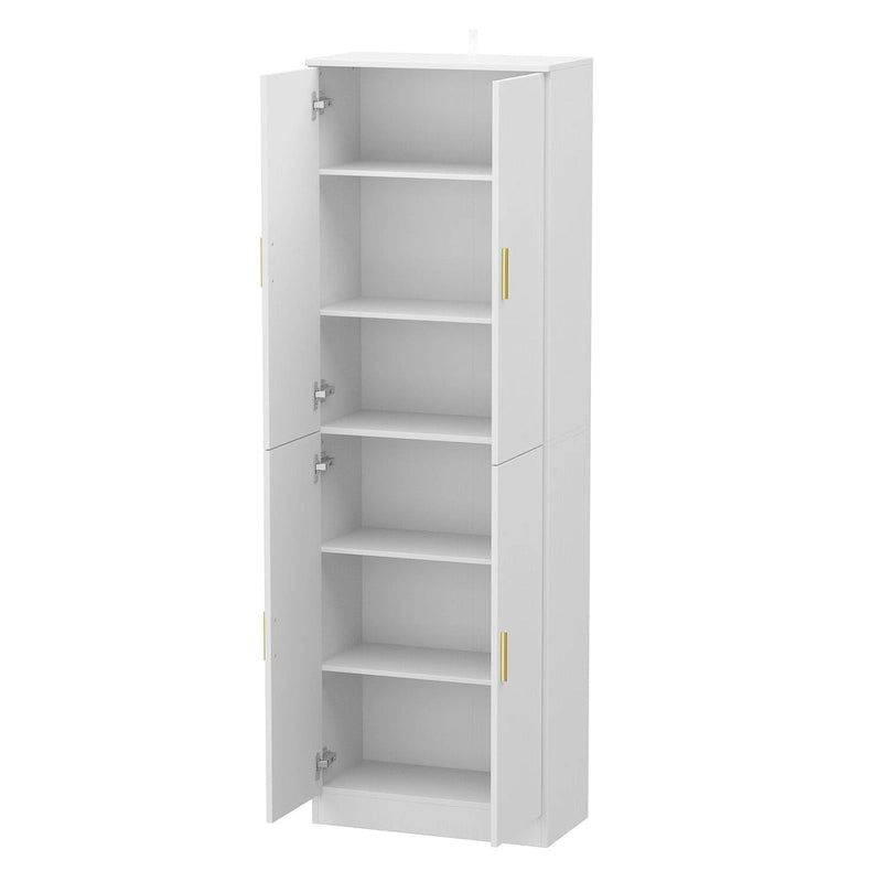 Grande armoire de rangement blanche à 4 portes avec étagères réglables
