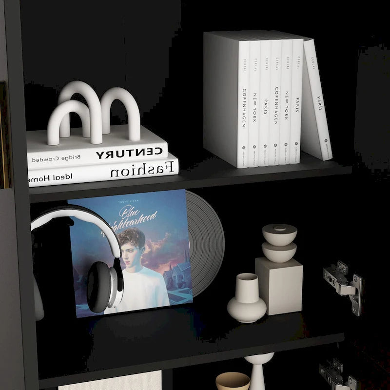 Grande armoire de rangement blanche à 4 portes avec étagères réglables
