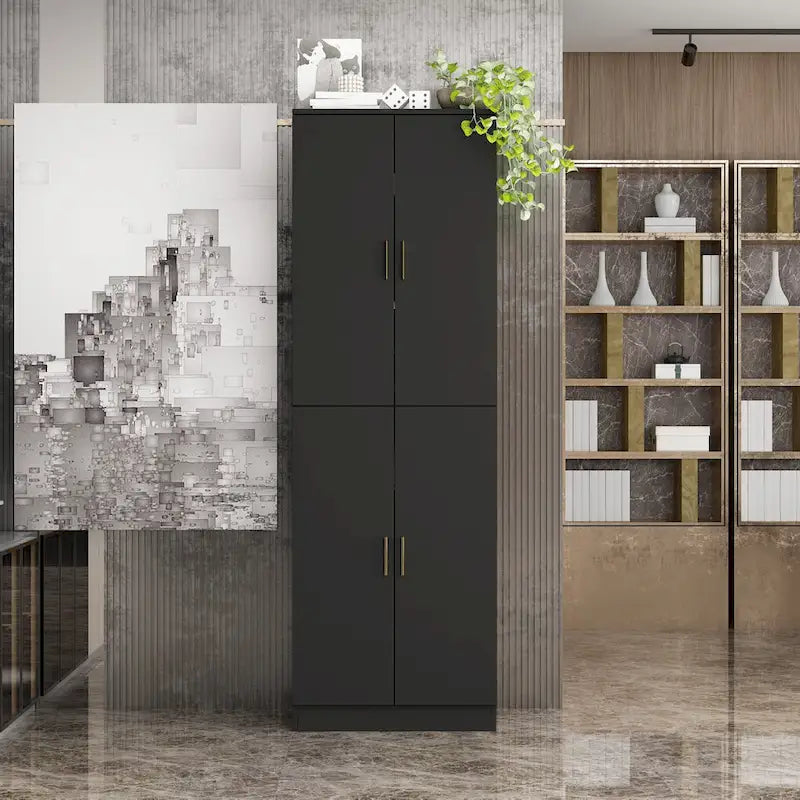 Grande armoire de rangement blanche à 4 portes avec étagères réglables