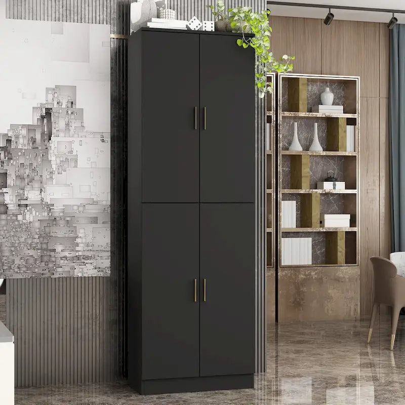 Grande armoire de rangement blanche à 4 portes avec étagères réglables