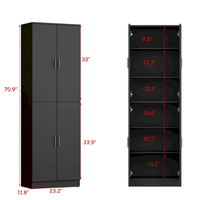 Grande armoire de rangement blanche à 4 portes avec étagères réglables
