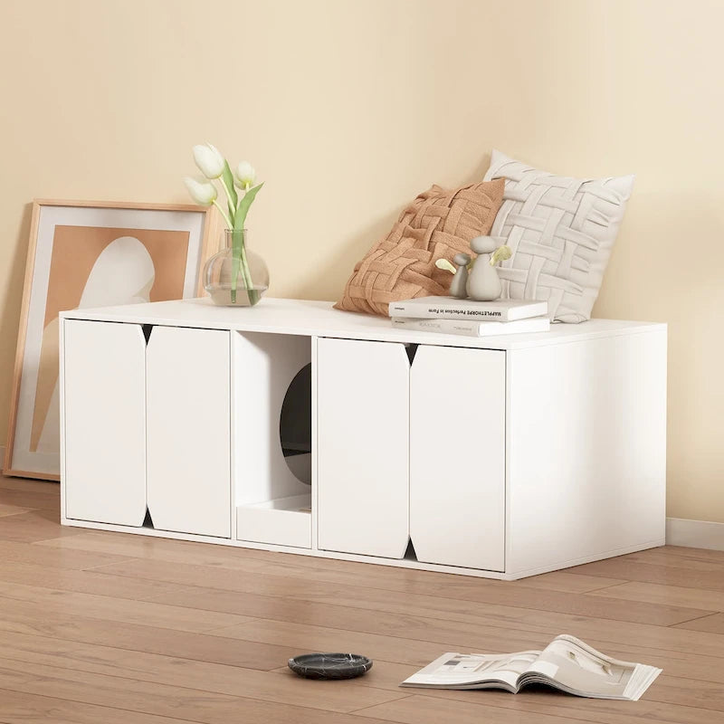 Cat Litter Box Enclosure for 2 Cats, Cat Washroom Storage Cabinet