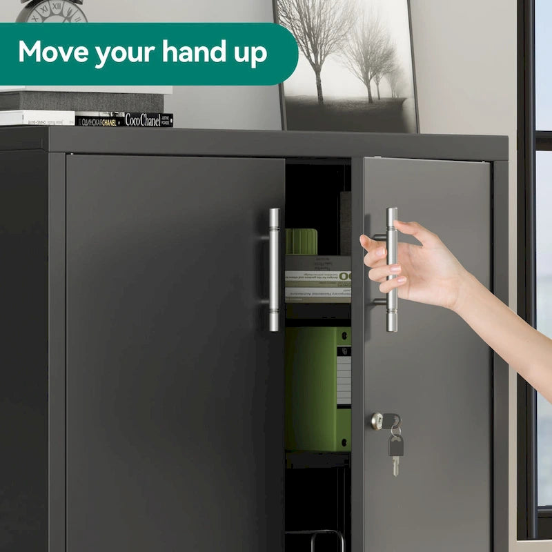 Armoire de rangement de bureau blanche en acier à double porte verrouillable avec étagères réglables