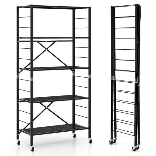 5-Tier Adjustable Shelves with Wheels for Garage Kitchen Balcony - 30 x 13.5 x 60