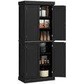 Meuble de cuisine autoportant avec 4 portes Étagères réglables MDF Noir Blanc