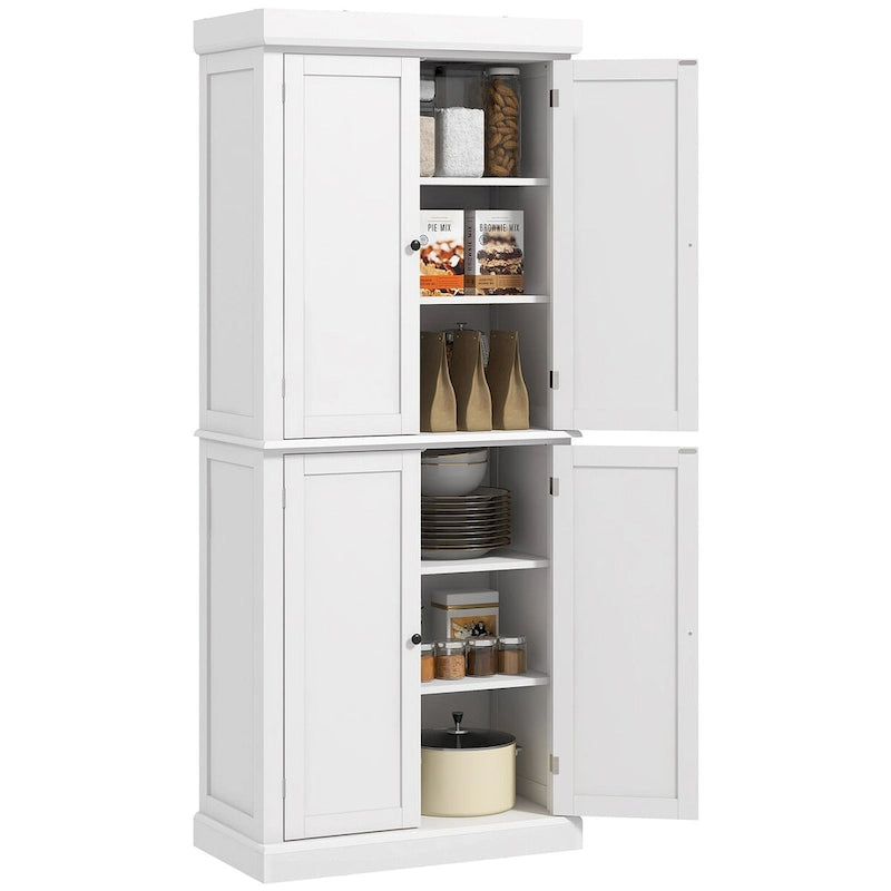 Meuble de cuisine autoportant avec 4 portes Étagères réglables MDF Noir Blanc