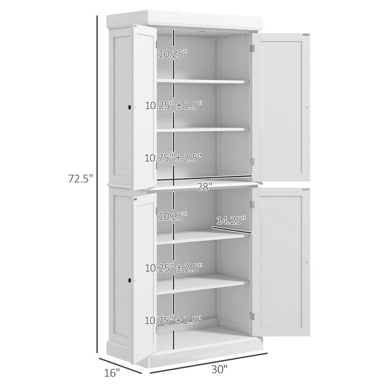 Meuble de cuisine autoportant avec 4 portes Étagères réglables MDF Noir Blanc
