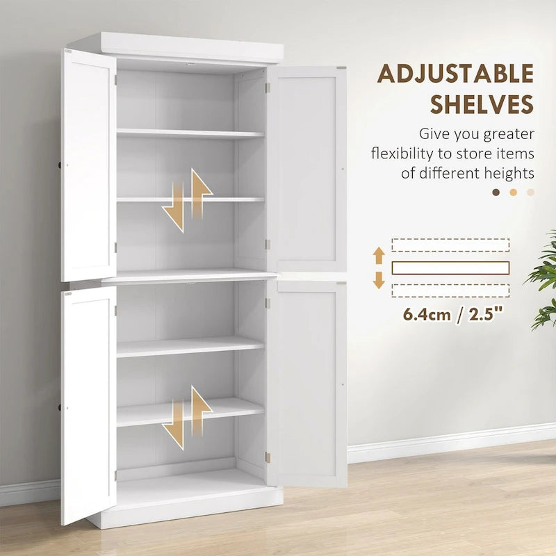 Meuble de cuisine autoportant avec 4 portes Étagères réglables MDF Noir Blanc