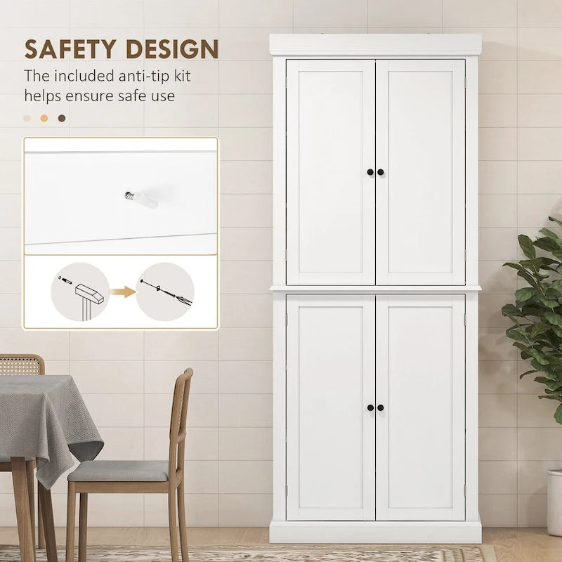 Meuble de cuisine autoportant avec 4 portes Étagères réglables MDF Noir Blanc