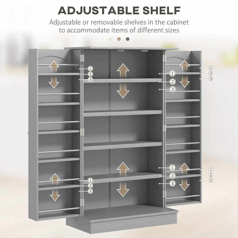Meuble de cuisine autoportant avec 4 portes Étagères réglables MDF Noir Blanc