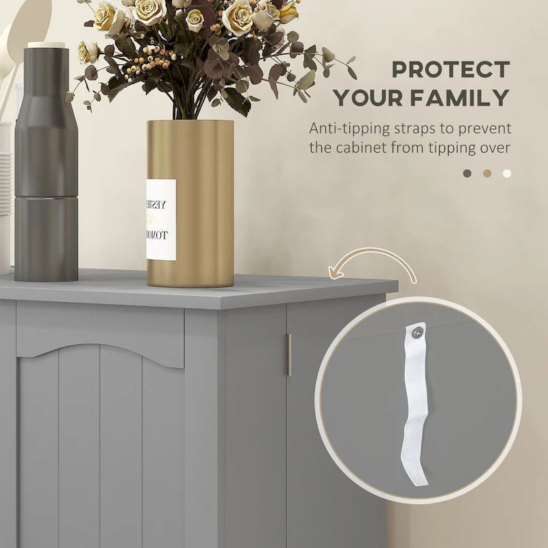 Meuble de cuisine autoportant avec 4 portes Étagères réglables MDF Noir Blanc