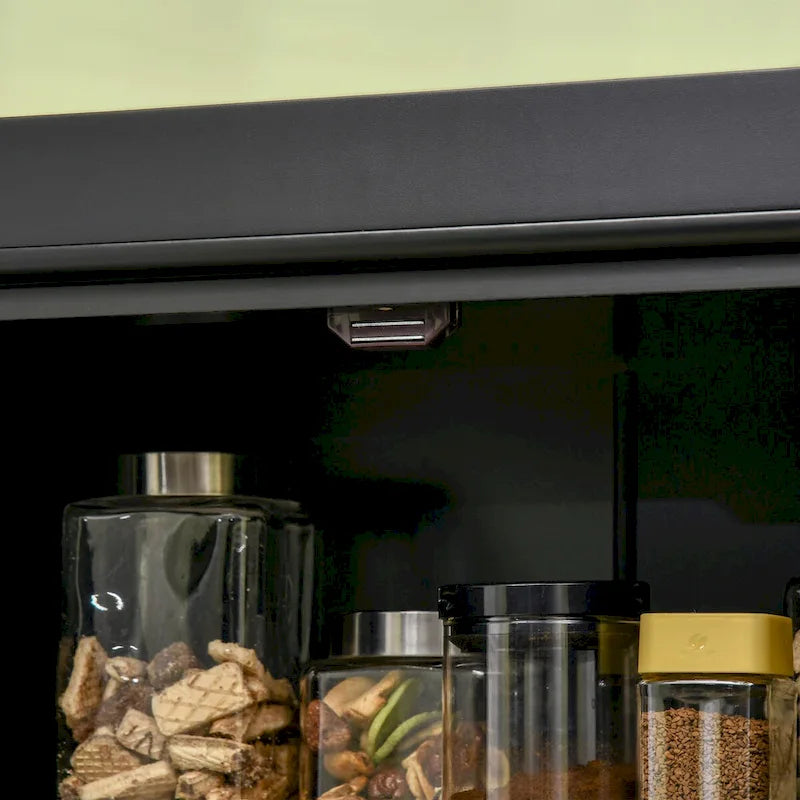 Meuble de cuisine autoportant avec 4 portes Étagères réglables MDF Noir Blanc