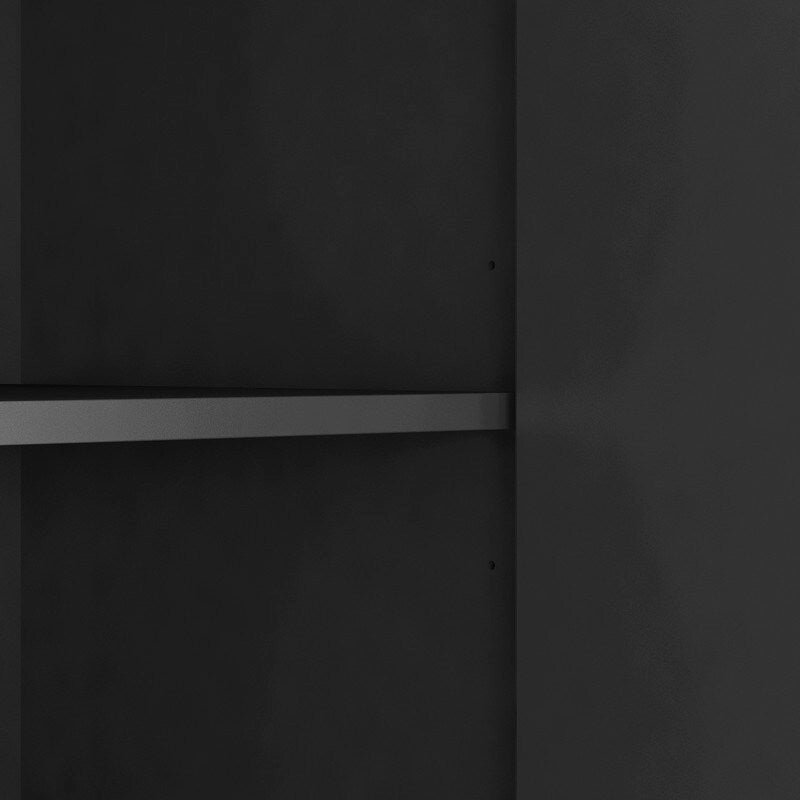 Bahut de rangement moderne à panneaux cannelés avec étagères réglables et poignées métalliques Blanc Noir