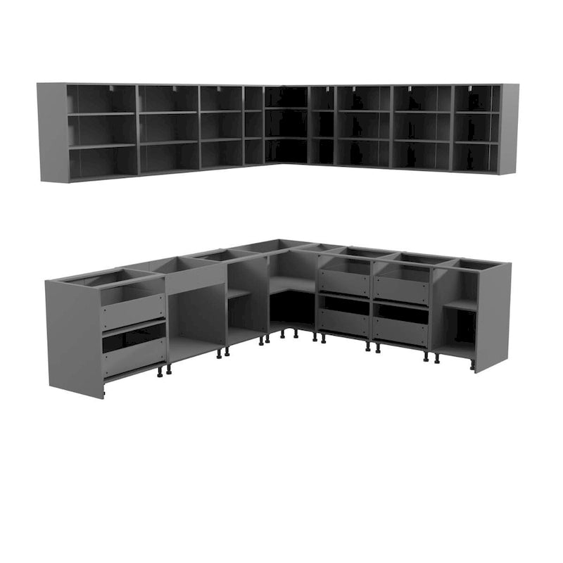 Armoires de cuisine style Shaker blanc mat avec unités hautes et basses