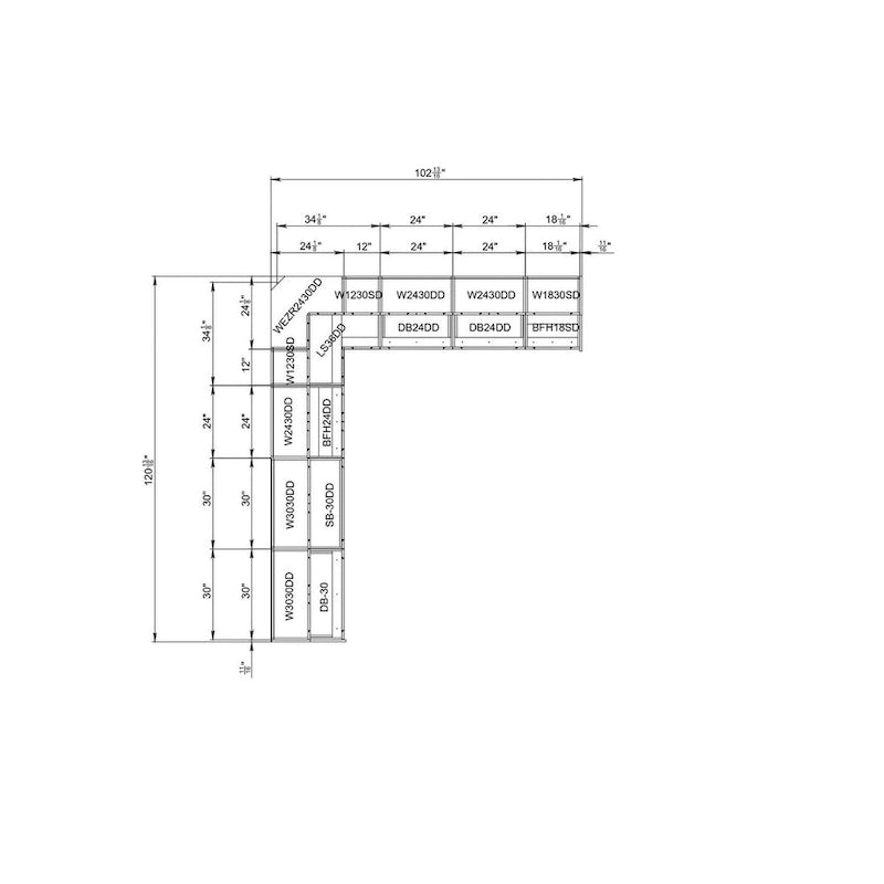 Armoires de cuisine style Shaker blanc mat avec unités hautes et basses