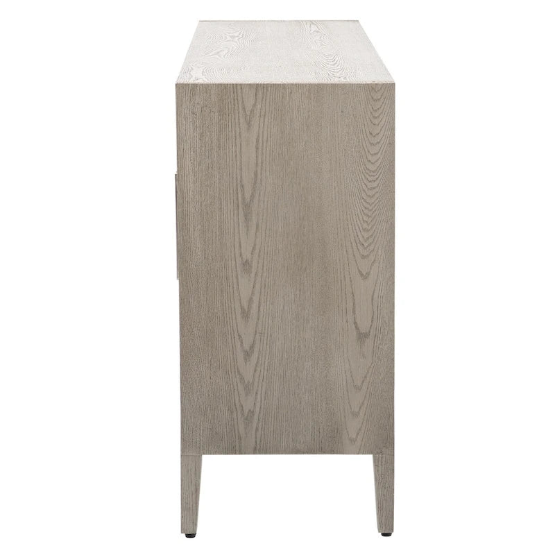 Meuble de rangement minimaliste vitré avec étagères réglables et cadre en bois