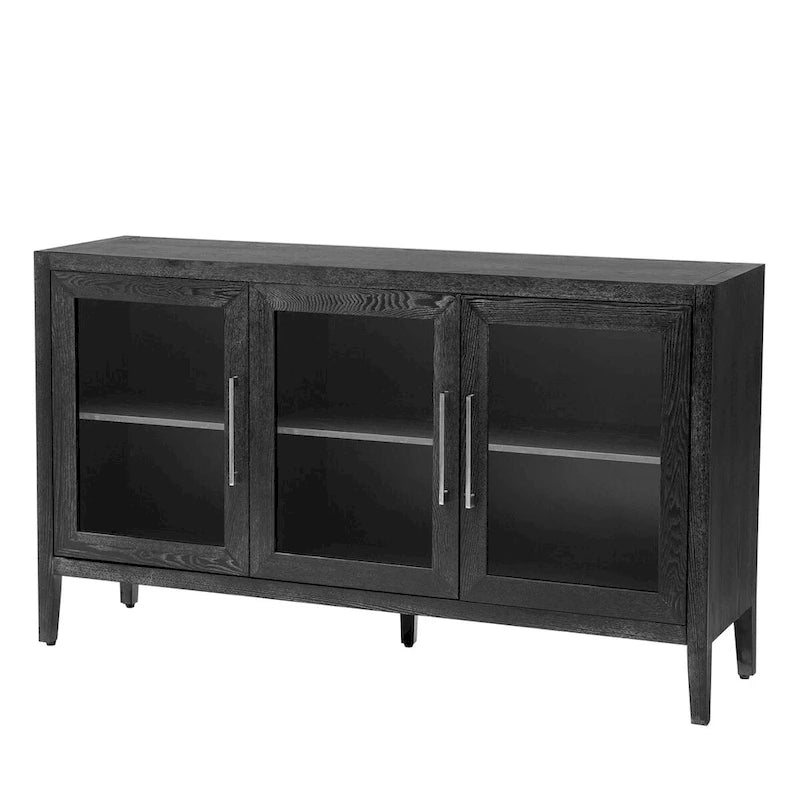 Meuble de rangement minimaliste vitré avec étagères réglables et cadre en bois