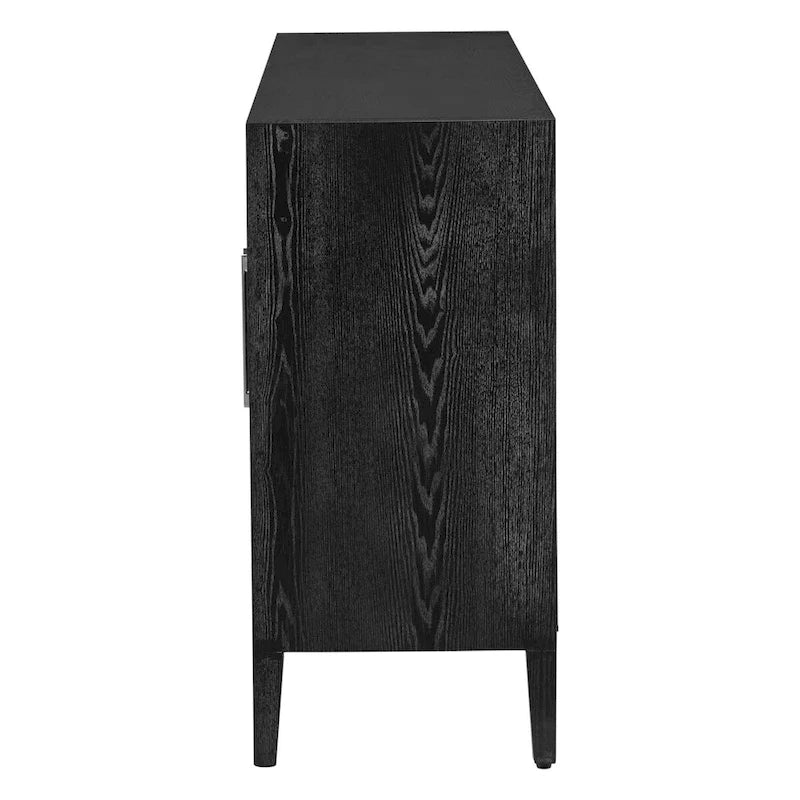 Meuble de rangement minimaliste vitré avec étagères réglables et cadre en bois