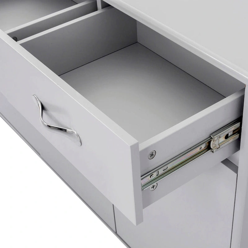 Bahut de rangement 3 portes avec tiroirs Blanc Moderne en MDF