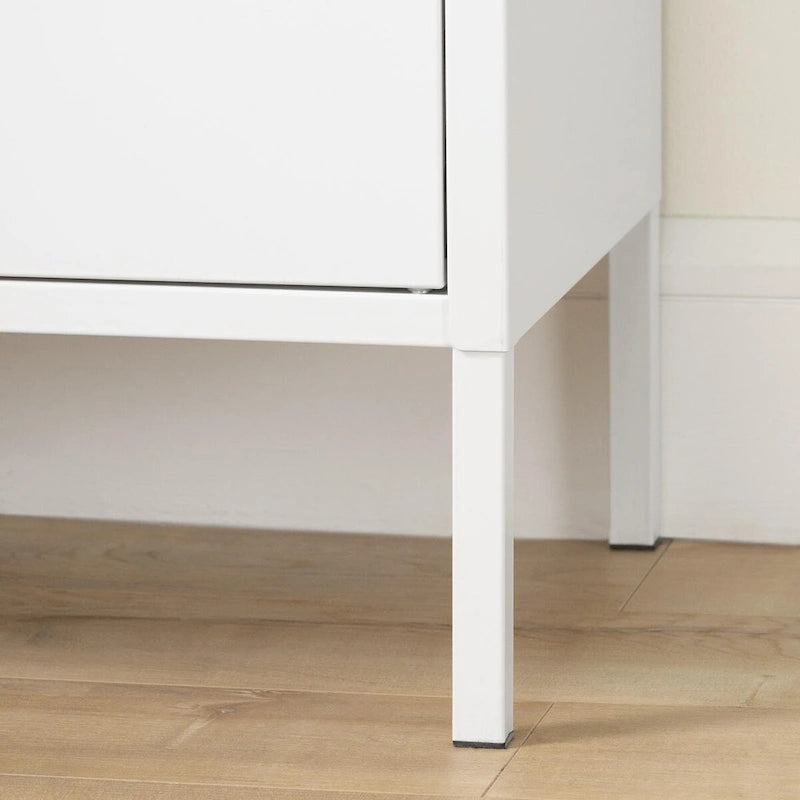Meuble de rangement contemporain à deux portes avec étagères réglables Blanc pur