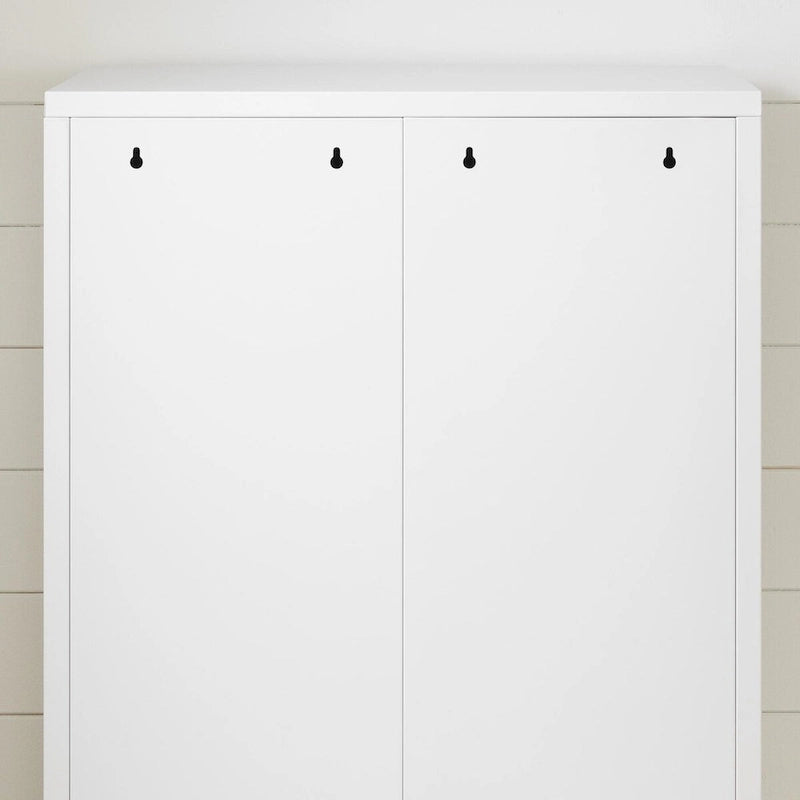Meuble de rangement contemporain à deux portes avec étagères réglables Blanc pur