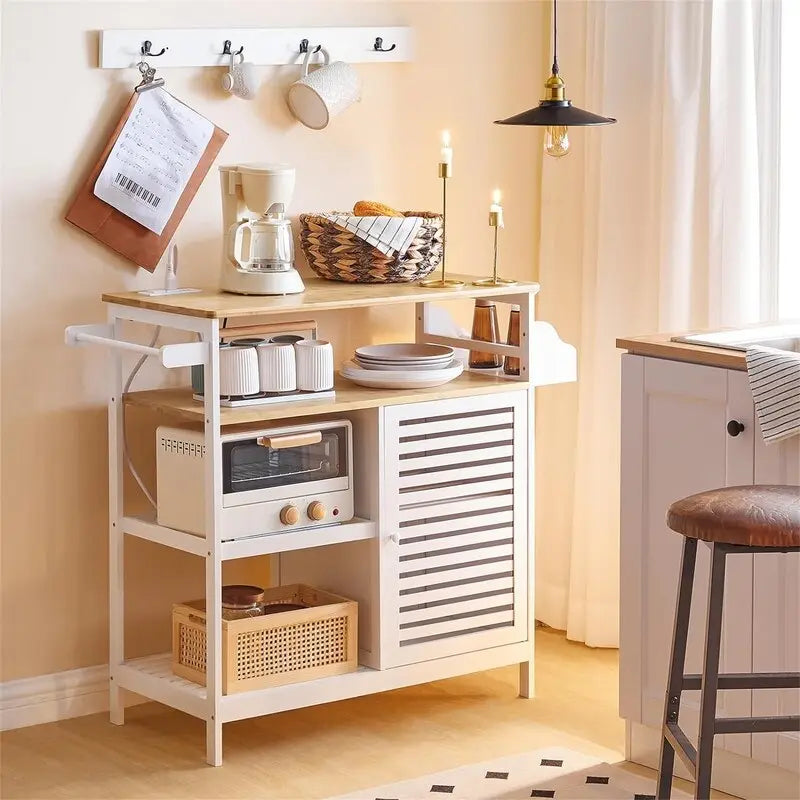 4 Tier Coffee Station and Microwave Stand - 15.7D x 31.4W x 33.6H