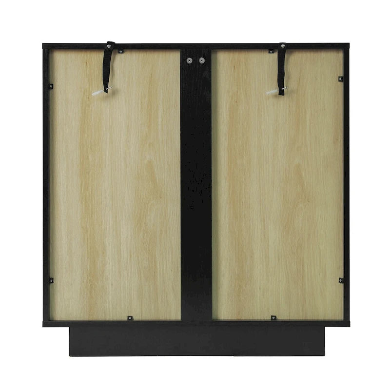 Meuble de rangement avec portes vitrées arquées Étagère réglable Poignées dorées Noir Blanc