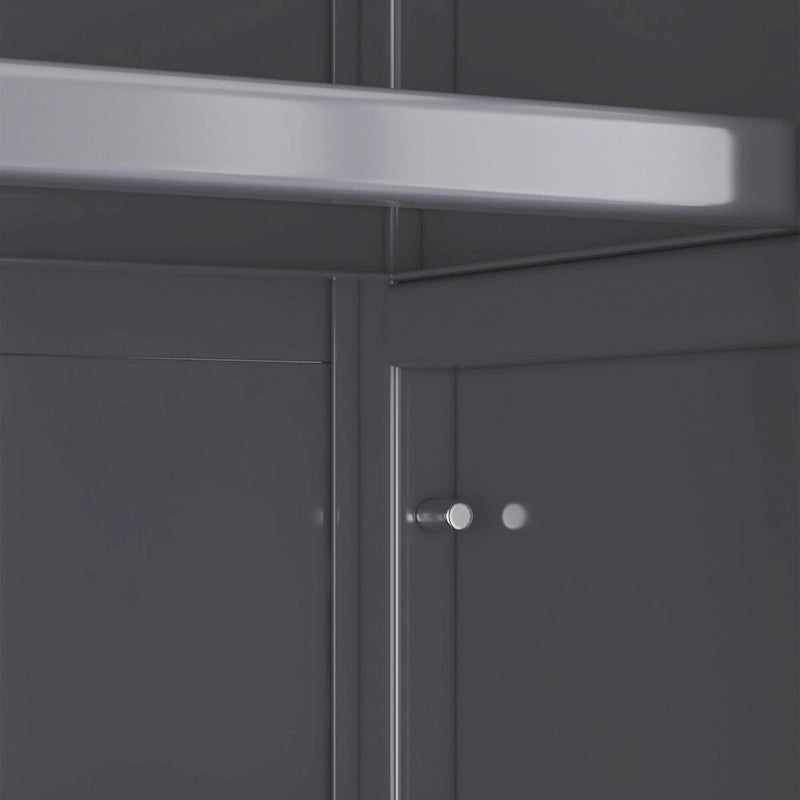 Armoire de rangement de cuisine sur pied grise à double porte avec roulettes