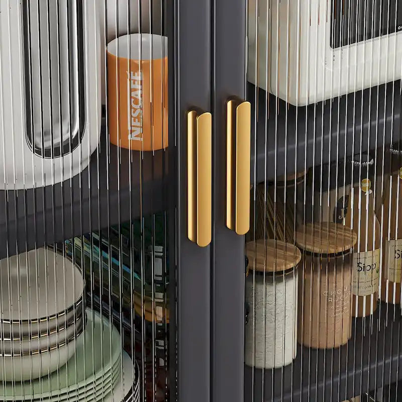 Armoire de rangement de cuisine sur pied grise à double porte avec roulettes